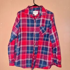 Field & Stream Women's Blue Red Long Sleeve Flannel Shirt - Size Large